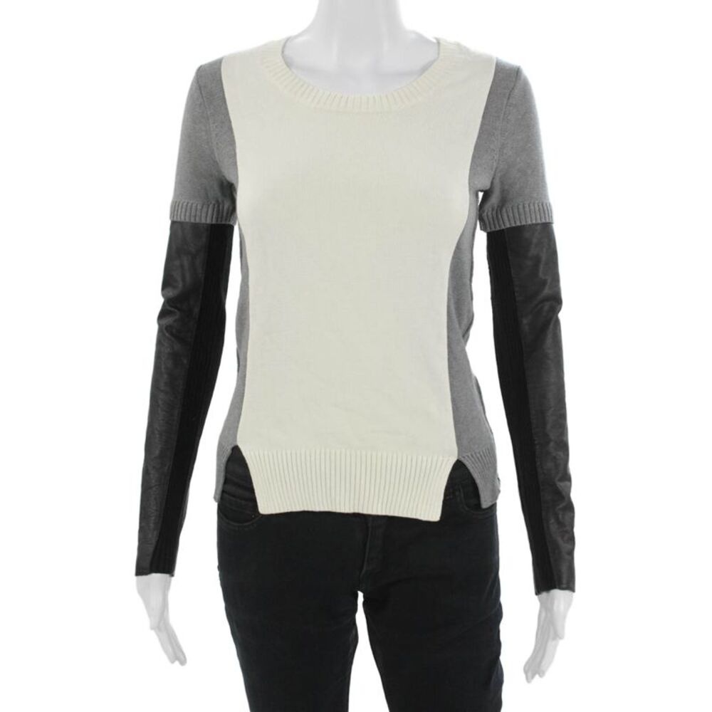 AIKO Womens Beige Merino Wool Blend Crewneck Pullover Size XS